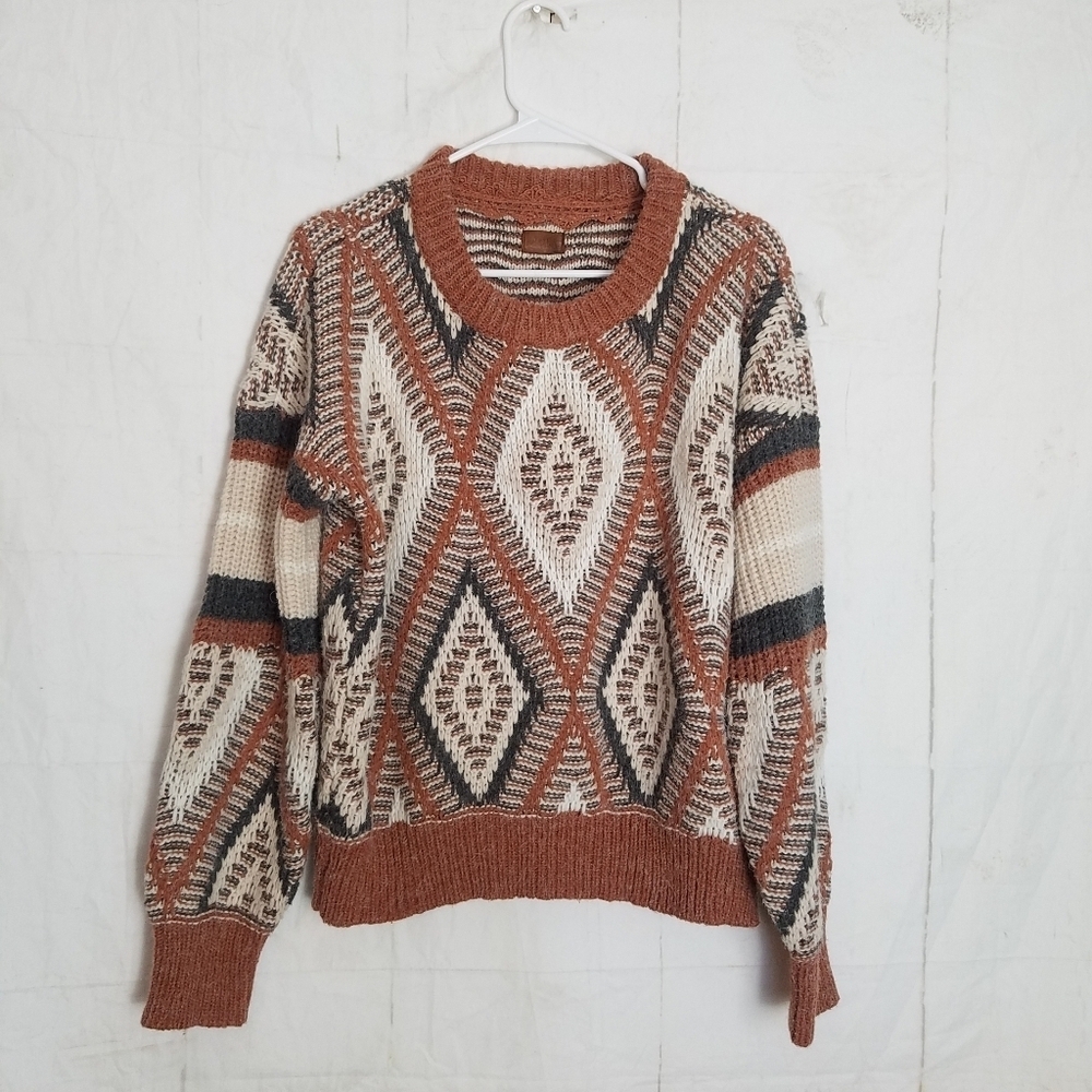 Pol chuck knit diamond print sweater
